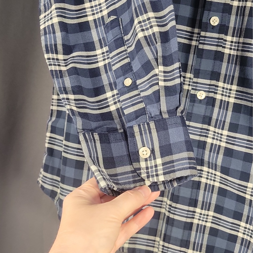 The Foundry Supply Co. Men's Big & Tall LT Plaid Woven Button-Down Shirt Blue - Picture 4 of 11